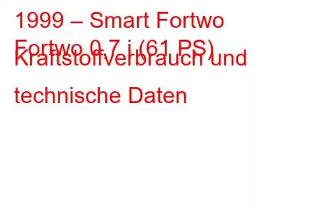 1999 – Smart Fortwo
Fortwo 0,7 i (61 PS) Kraftstoffverbrauch und technische Daten