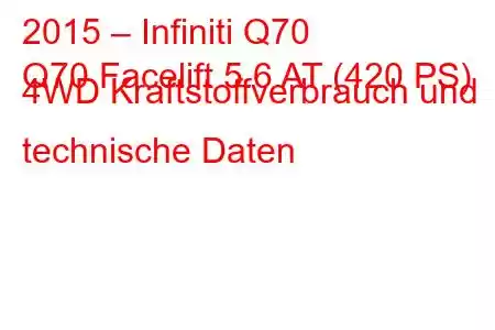 2015 – Infiniti Q70
Q70 Facelift 5.6 AT (420 PS) 4WD Kraftstoffverbrauch und technische Daten