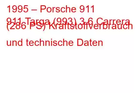 1995 – Porsche 911
911 Targa (993) 3.6 Carrera (286 PS) Kraftstoffverbrauch und technische Daten