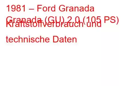 1981 – Ford Granada
Granada (GU) 2.0 (105 PS) Kraftstoffverbrauch und technische Daten