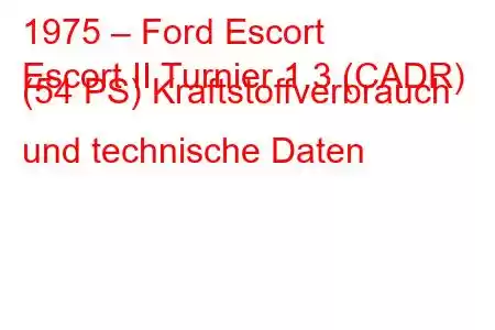 1975 – Ford Escort
Escort II Turnier 1.3 (CADR) (54 PS) Kraftstoffverbrauch und technische Daten