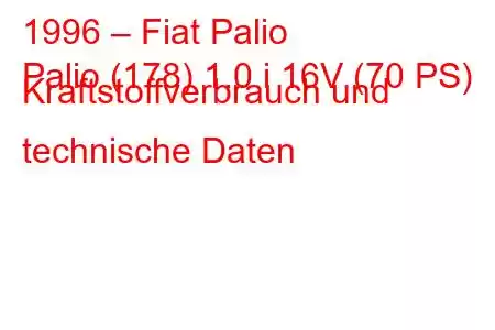 1996 – Fiat Palio
Palio (178) 1.0 i 16V (70 PS) Kraftstoffverbrauch und technische Daten