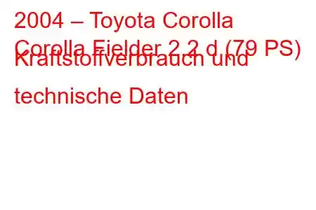 2004 – Toyota Corolla
Corolla Fielder 2.2 d (79 PS) Kraftstoffverbrauch und technische Daten