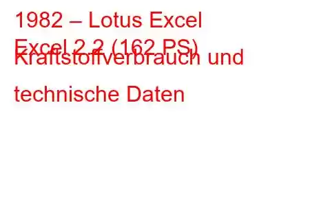 1982 – Lotus Excel
Excel 2.2 (162 PS) Kraftstoffverbrauch und technische Daten