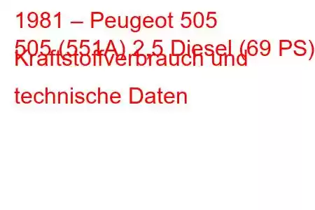 1981 – Peugeot 505
505 (551A) 2,5 Diesel (69 PS) Kraftstoffverbrauch und technische Daten