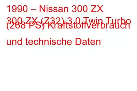 1990 – Nissan 300 ZX
300 ZX (Z32) 3.0 Twin Turbo (268 PS) Kraftstoffverbrauch und technische Daten