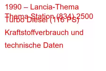 1990 – Lancia-Thema
Thema Station (834) 2500 Turbo Diesel (116 PS) Kraftstoffverbrauch und technische Daten