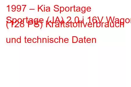 1997 – Kia Sportage
Sportage (JA) 2.0 i 16V Wagon (128 PS) Kraftstoffverbrauch und technische Daten