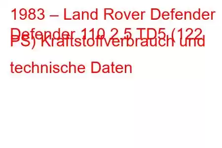 1983 – Land Rover Defender
Defender 110 2.5 TD5 (122 PS) Kraftstoffverbrauch und technische Daten