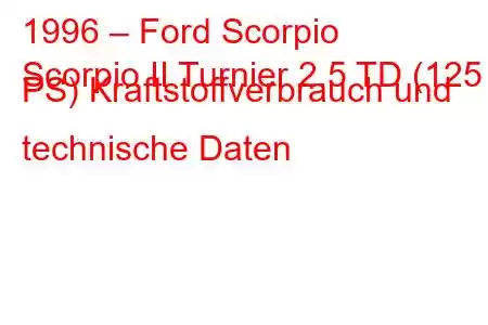 1996 – Ford Scorpio
Scorpio II Turnier 2.5 TD (125 PS) Kraftstoffverbrauch und technische Daten