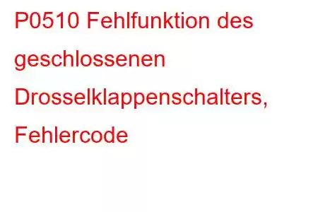 P0510 Fehlfunktion des geschlossenen Drosselklappenschalters, Fehlercode