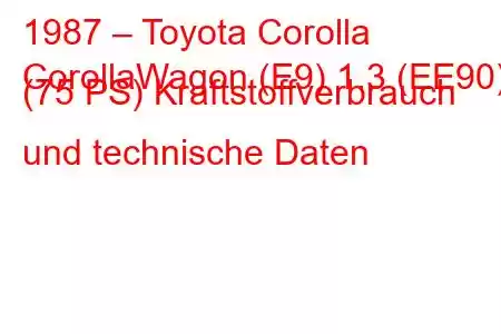 1987 – Toyota Corolla
CorollaWagon (E9) 1.3 (EE90) (75 PS) Kraftstoffverbrauch und technische Daten