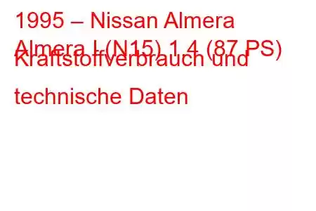 1995 – Nissan Almera
Almera I (N15) 1.4 (87 PS) Kraftstoffverbrauch und technische Daten