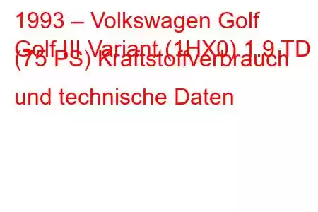 1993 – Volkswagen Golf
Golf III Variant (1HX0) 1.9 TD (75 PS) Kraftstoffverbrauch und technische Daten