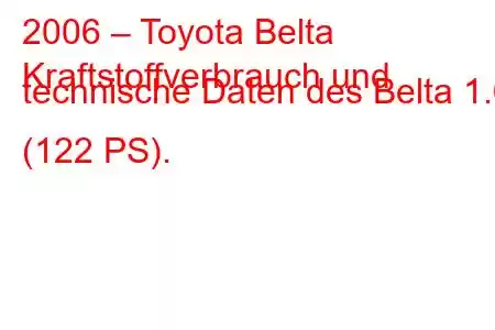 2006 – Toyota Belta
Kraftstoffverbrauch und technische Daten des Belta 1.6 (122 PS).