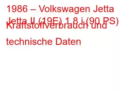 1986 – Volkswagen Jetta
Jetta II (19E) 1.8 i (90 PS) Kraftstoffverbrauch und technische Daten