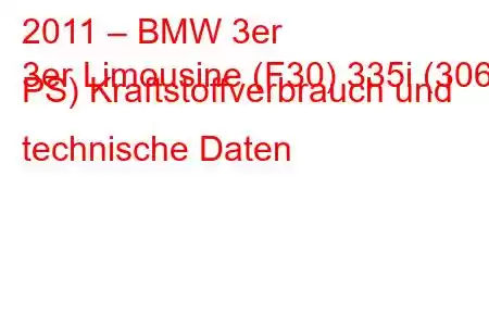 2011 – BMW 3er
3er Limousine (F30) 335i (306 PS) Kraftstoffverbrauch und technische Daten