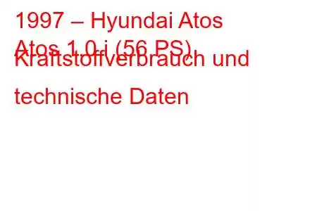 1997 – Hyundai Atos
Atos 1.0 i (56 PS) Kraftstoffverbrauch und technische Daten