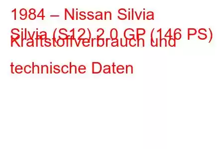 1984 – Nissan Silvia
Silvia (S12) 2.0 GP (146 PS) Kraftstoffverbrauch und technische Daten