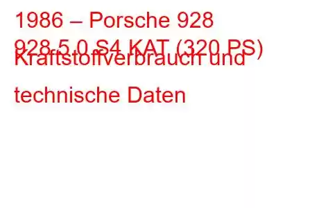 1986 – Porsche 928
928 5.0 S4 KAT (320 PS) Kraftstoffverbrauch und technische Daten