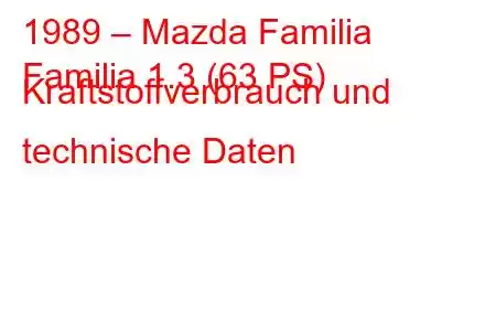 1989 – Mazda Familia
Familia 1.3 (63 PS) Kraftstoffverbrauch und technische Daten