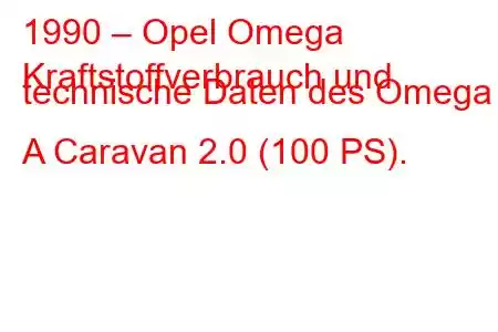 1990 – Opel Omega
Kraftstoffverbrauch und technische Daten des Omega A Caravan 2.0 (100 PS).