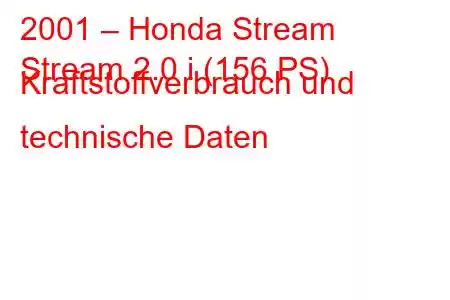 2001 – Honda Stream
Stream 2.0 i (156 PS) Kraftstoffverbrauch und technische Daten