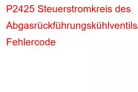 P2425 Steuerstromkreis des Abgasrückführungskühlventils/offener Fehlercode