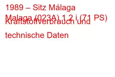 1989 – Sitz Málaga
Malaga (023A) 1.2 i (71 PS) Kraftstoffverbrauch und technische Daten