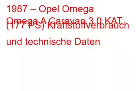 1987 – Opel Omega
Omega A Caravan 3.0 KAT (177 PS) Kraftstoffverbrauch und technische Daten