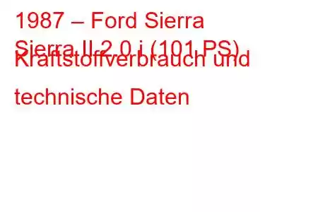 1987 – Ford Sierra
Sierra II 2.0 i (101 PS) Kraftstoffverbrauch und technische Daten