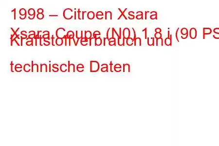 1998 – Citroen Xsara
Xsara Coupe (N0) 1.8 i (90 PS) Kraftstoffverbrauch und technische Daten