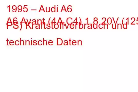 1995 – Audi A6
A6 Avant (4A,C4) 1.8 20V (125 PS) Kraftstoffverbrauch und technische Daten