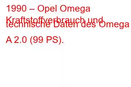 1990 – Opel Omega
Kraftstoffverbrauch und technische Daten des Omega A 2.0 (99 PS).