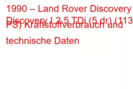 1990 – Land Rover Discovery
Discovery I 2.5 TDi (5 dr) (113 PS) Kraftstoffverbrauch und technische Daten