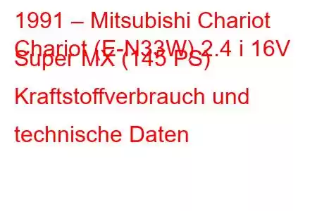 1991 – Mitsubishi Chariot
Chariot (E-N33W) 2.4 i 16V Super MX (145 PS) Kraftstoffverbrauch und technische Daten