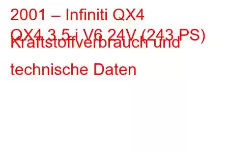 2001 – Infiniti QX4
QX4 3.5 i V6 24V (243 PS) Kraftstoffverbrauch und technische Daten