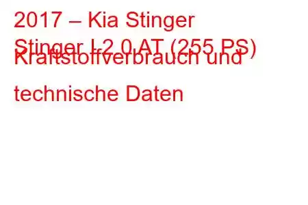 2017 – Kia Stinger
Stinger I 2.0 AT (255 PS) Kraftstoffverbrauch und technische Daten