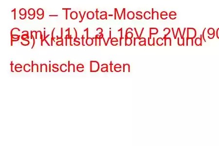 1999 – Toyota-Moschee
Cami (J1) 1.3 i 16V P 2WD (90 PS) Kraftstoffverbrauch und technische Daten