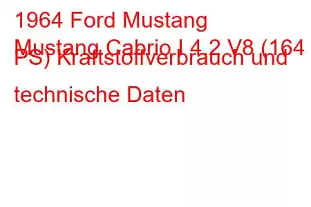 1964 Ford Mustang
Mustang Cabrio I 4,2 V8 (164 PS) Kraftstoffverbrauch und technische Daten