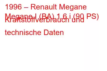 1996 – Renault Megane
Megane I (BA) 1.6 i (90 PS) Kraftstoffverbrauch und technische Daten