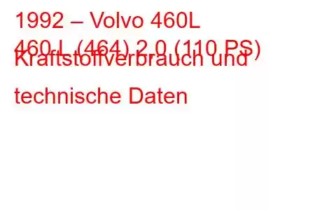 1992 – Volvo 460L
460 L (464) 2,0 (110 PS) Kraftstoffverbrauch und technische Daten