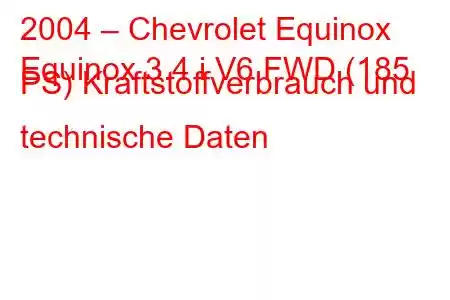 2004 – Chevrolet Equinox
Equinox 3.4 i V6 FWD (185 PS) Kraftstoffverbrauch und technische Daten