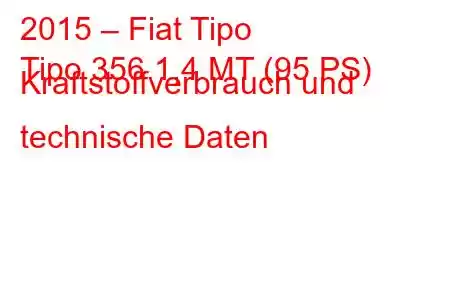 2015 – Fiat Tipo
Tipo 356 1,4 MT (95 PS) Kraftstoffverbrauch und technische Daten