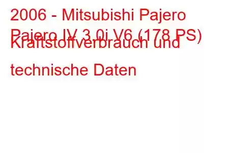 2006 - Mitsubishi Pajero
Pajero IV 3.0i V6 (178 PS) Kraftstoffverbrauch und technische Daten