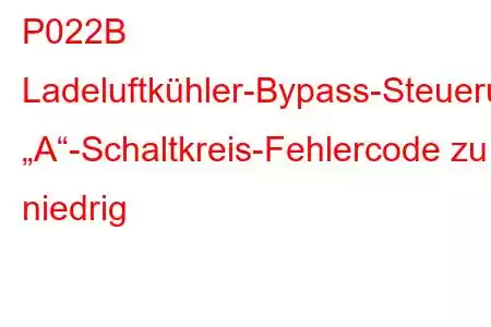 P022B Ladeluftkühler-Bypass-Steuerung „A“-Schaltkreis-Fehlercode zu niedrig