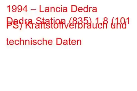 1994 – Lancia Dedra
Dedra Station (835) 1,8 (101 PS) Kraftstoffverbrauch und technische Daten