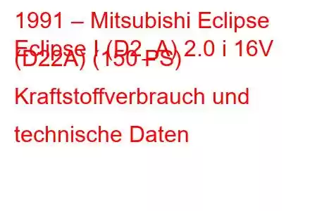 1991 – Mitsubishi Eclipse
Eclipse I (D2_A) 2.0 i 16V (D22A) (150 PS) Kraftstoffverbrauch und technische Daten