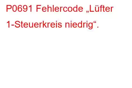 P0691 Fehlercode „Lüfter 1-Steuerkreis niedrig“.