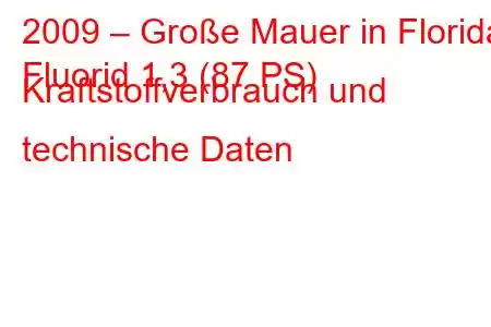 2009 – Große Mauer in Florida
Fluorid 1,3 (87 PS) Kraftstoffverbrauch und technische Daten